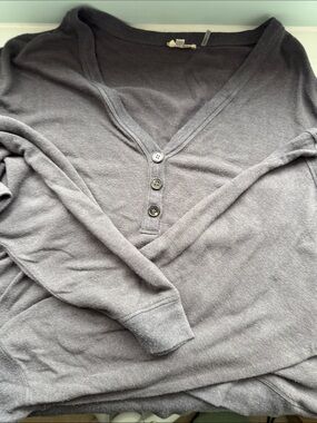 Dolfin Heather Charcoal Long Sleeve Henley Top